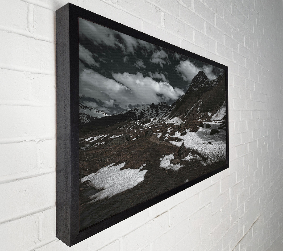 White Patches On Brown Canvas Wall Art