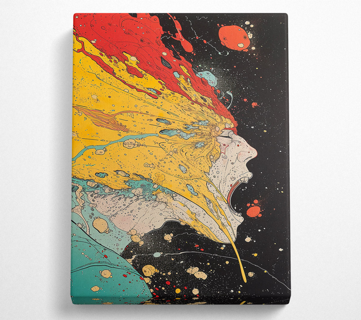 Yellow Cosmic Scream Canvas Wall Art