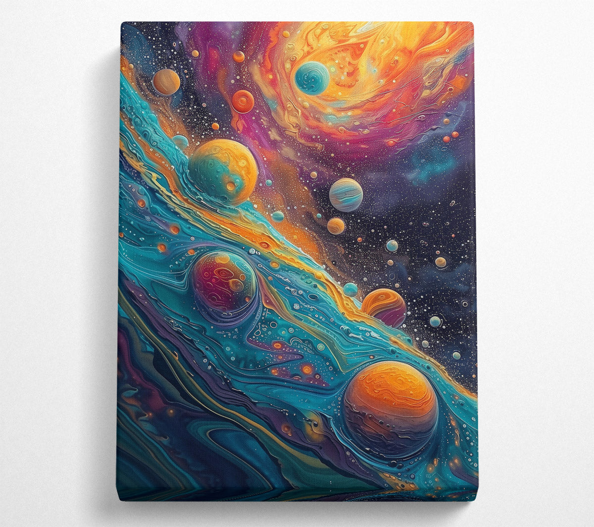 Teal Cosmic Swirl Canvas Art
