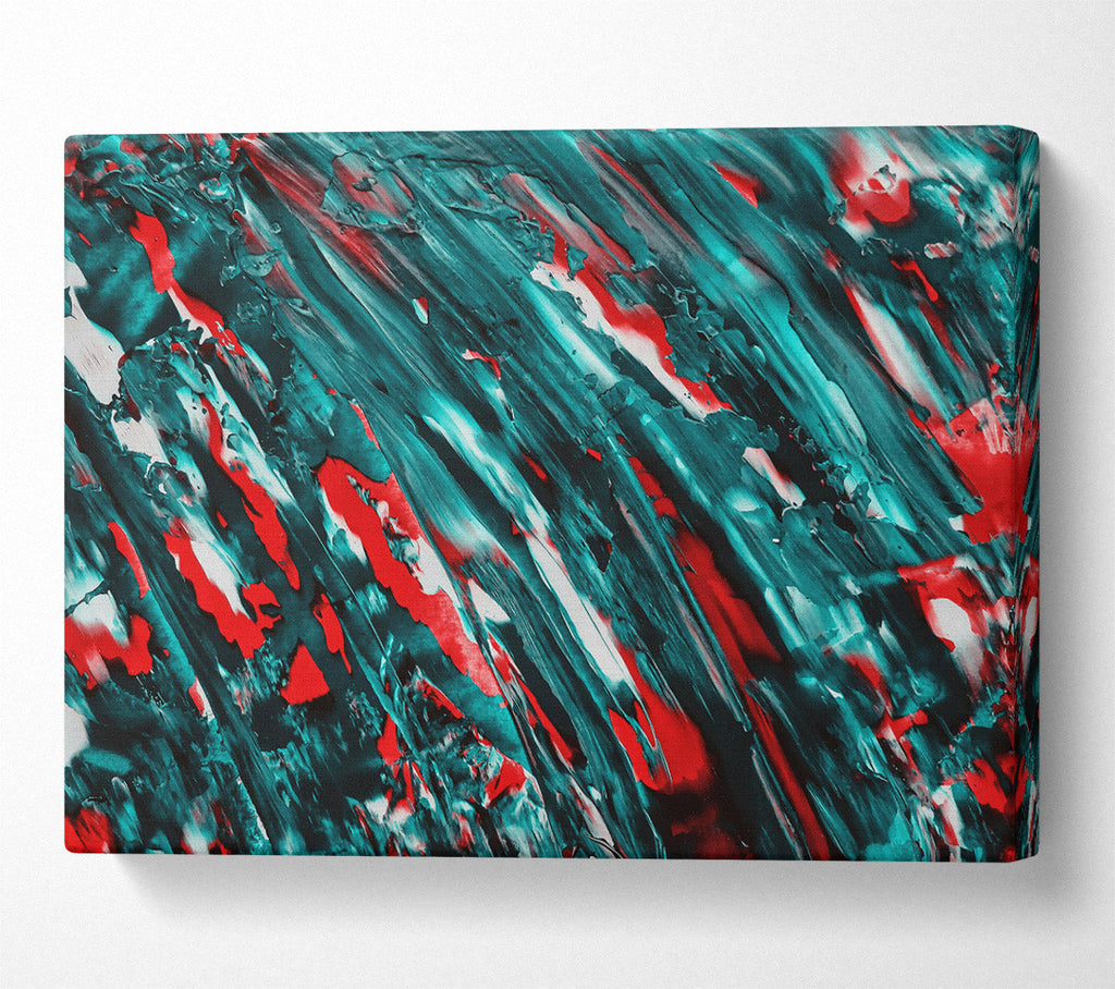 Teal Abstract Strokes Canvas Wall Art