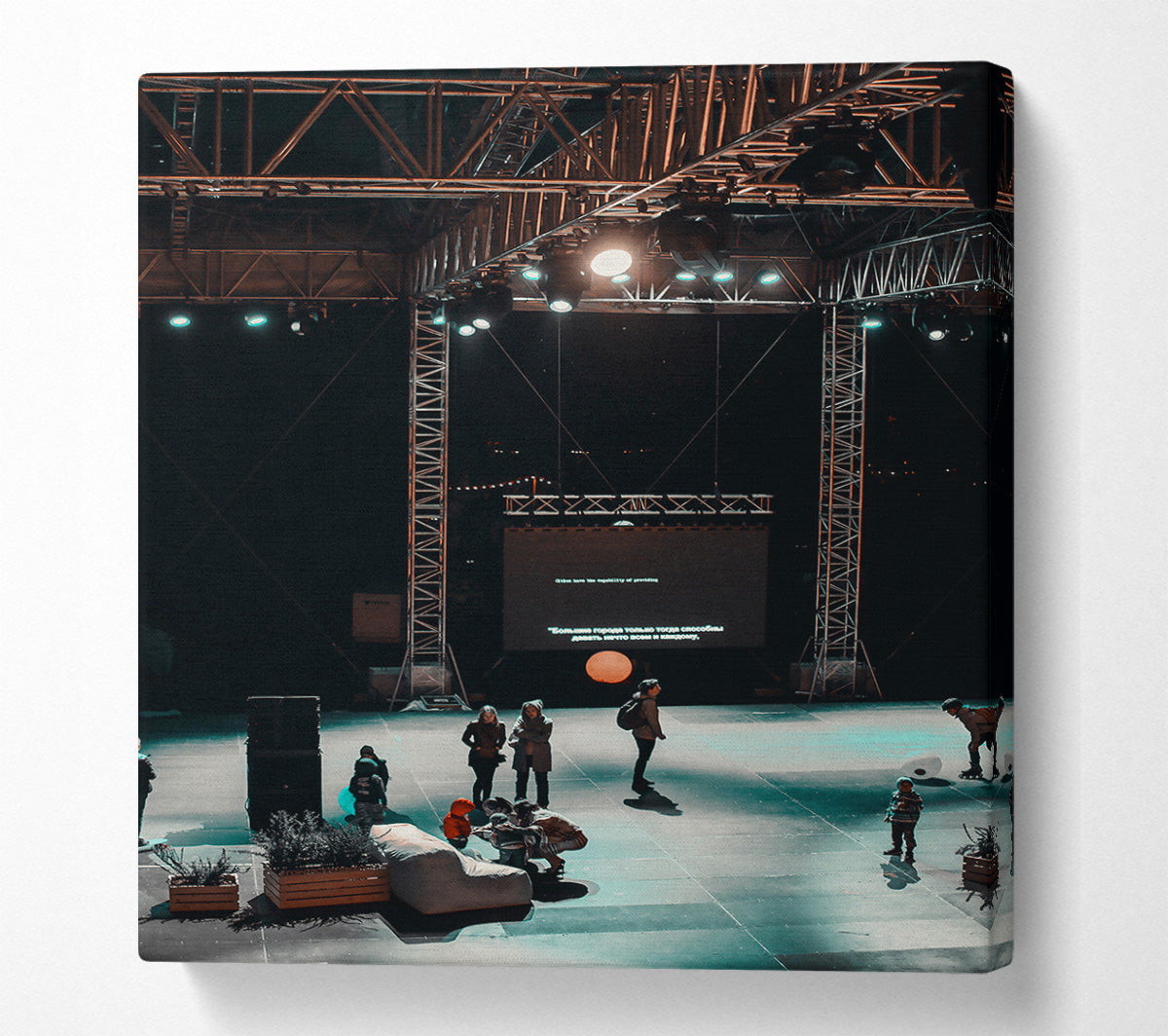 Teal Stage Lights Canvas Wall Art