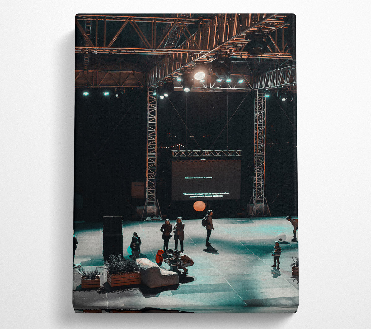 Teal Stage Lights Canvas Wall Art