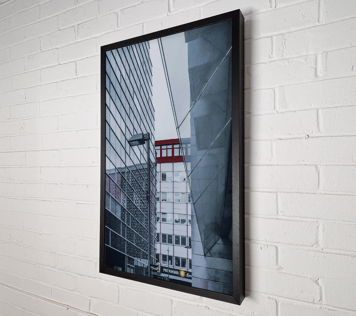 Red Lines In Grey City Canvas Wall Art
