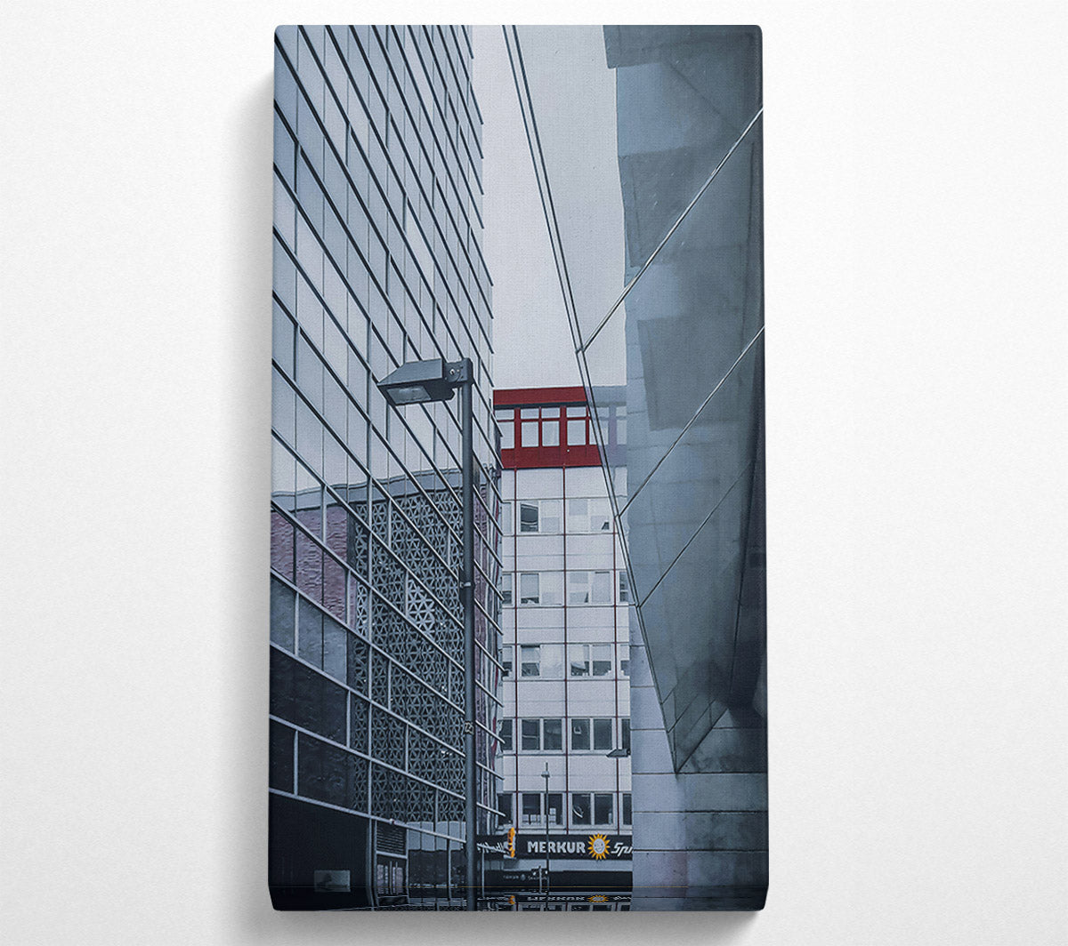 Red Lines In Grey City Canvas Wall Art