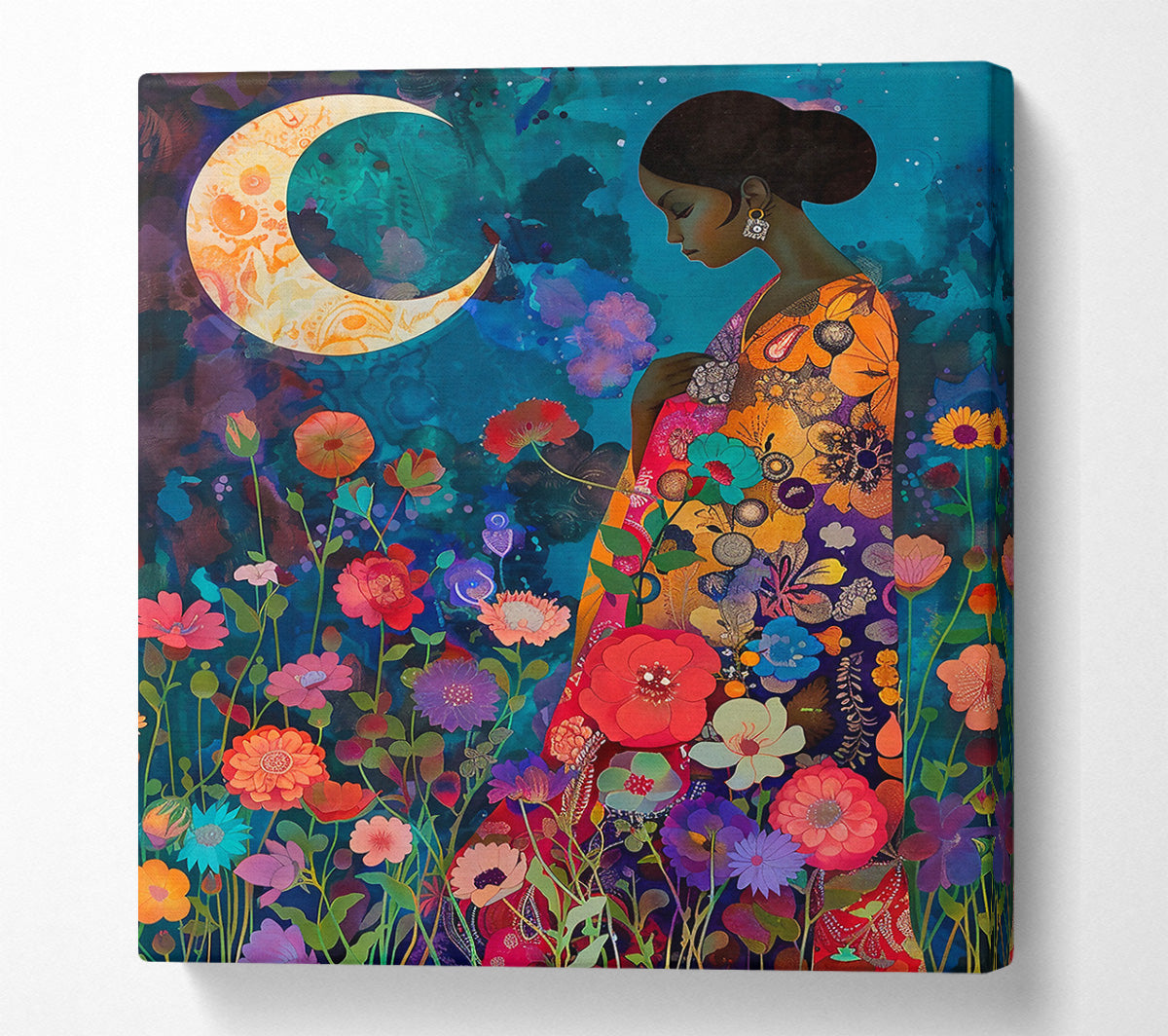Teal Moon Garden Canvas Print