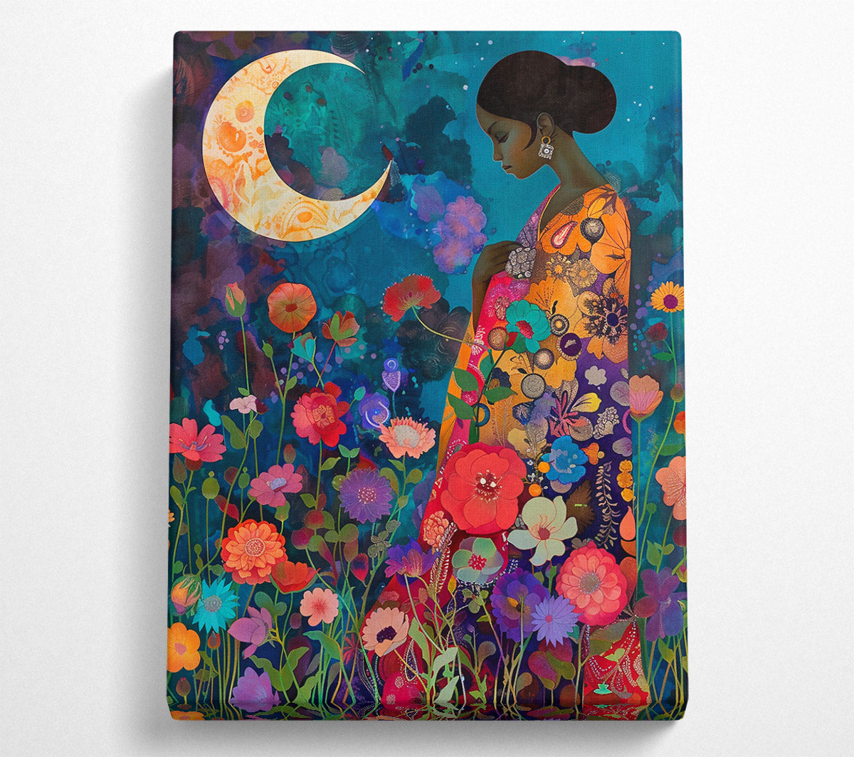 Teal Moon Garden Canvas Print