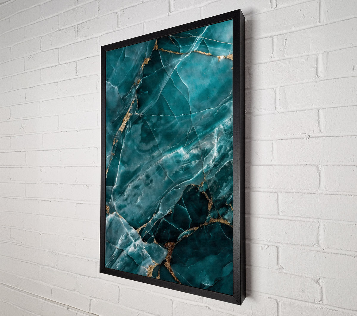 Teal Veined Marble Canvas Print