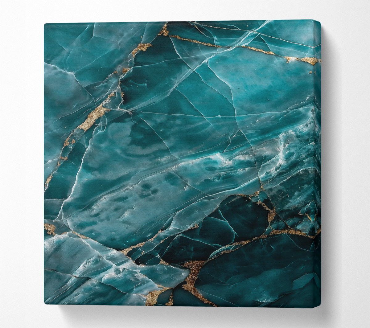 Teal Veined Marble Canvas Print