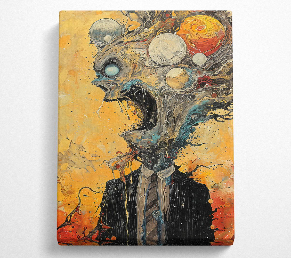 Yellow Cosmic Scream Canvas Wall Art