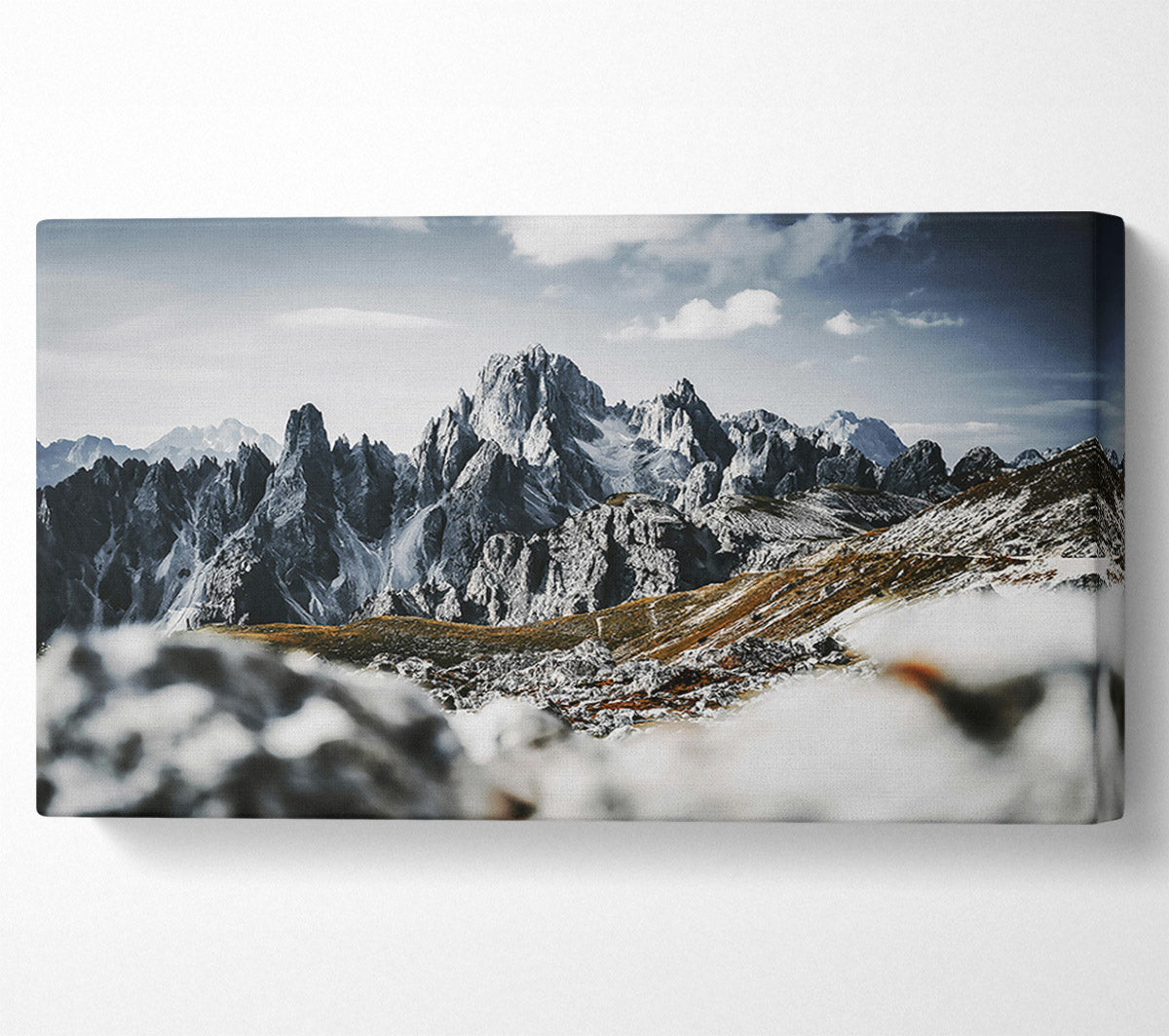 White Peaks In Winter Canvas Wall Art
