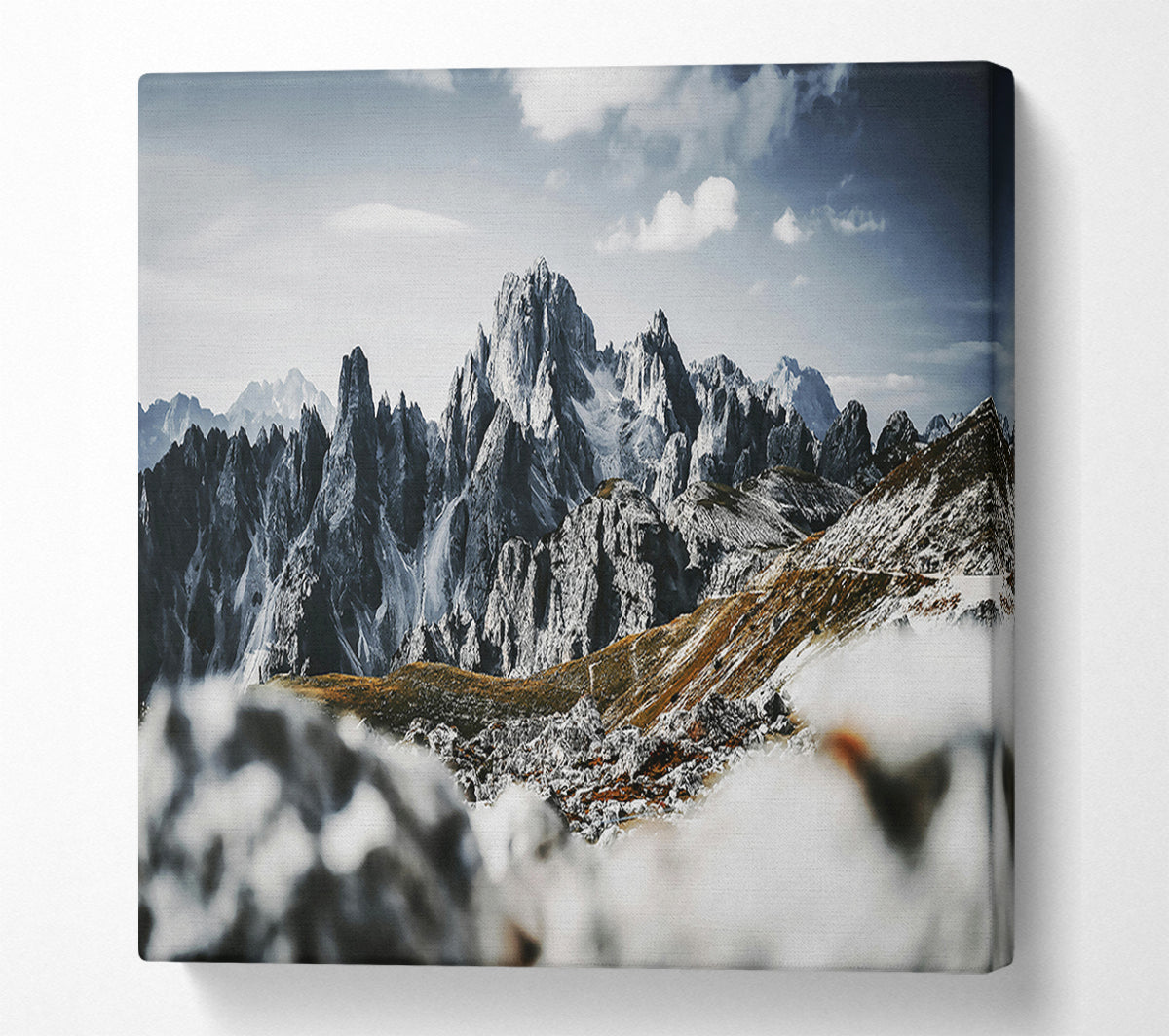 White Peaks In Winter Canvas Wall Art