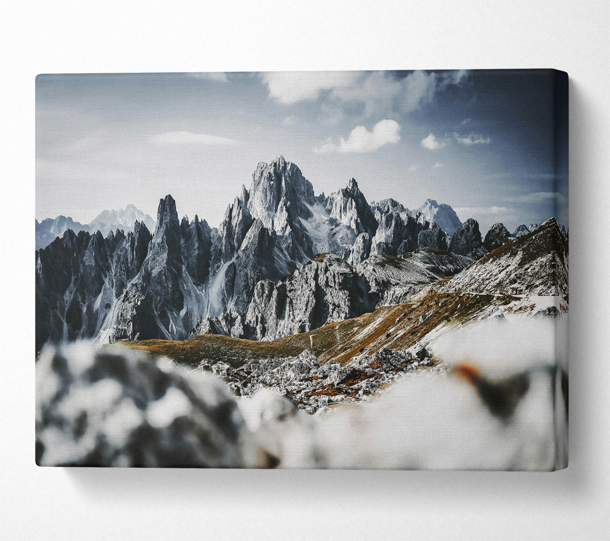White Peaks In Winter Canvas Wall Art