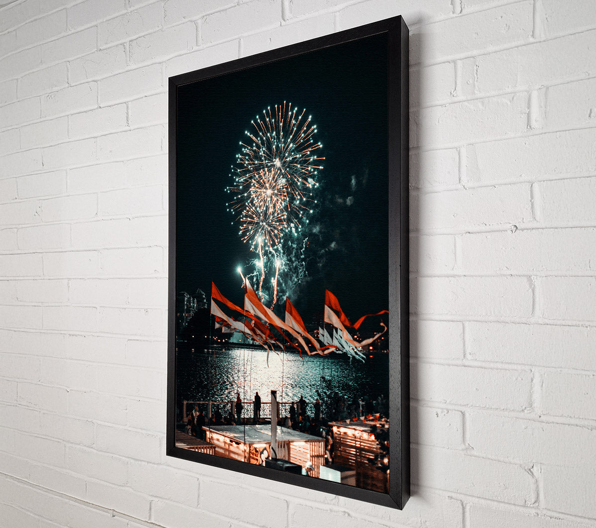Teal Fireworks Celebration Canvas Wall Art