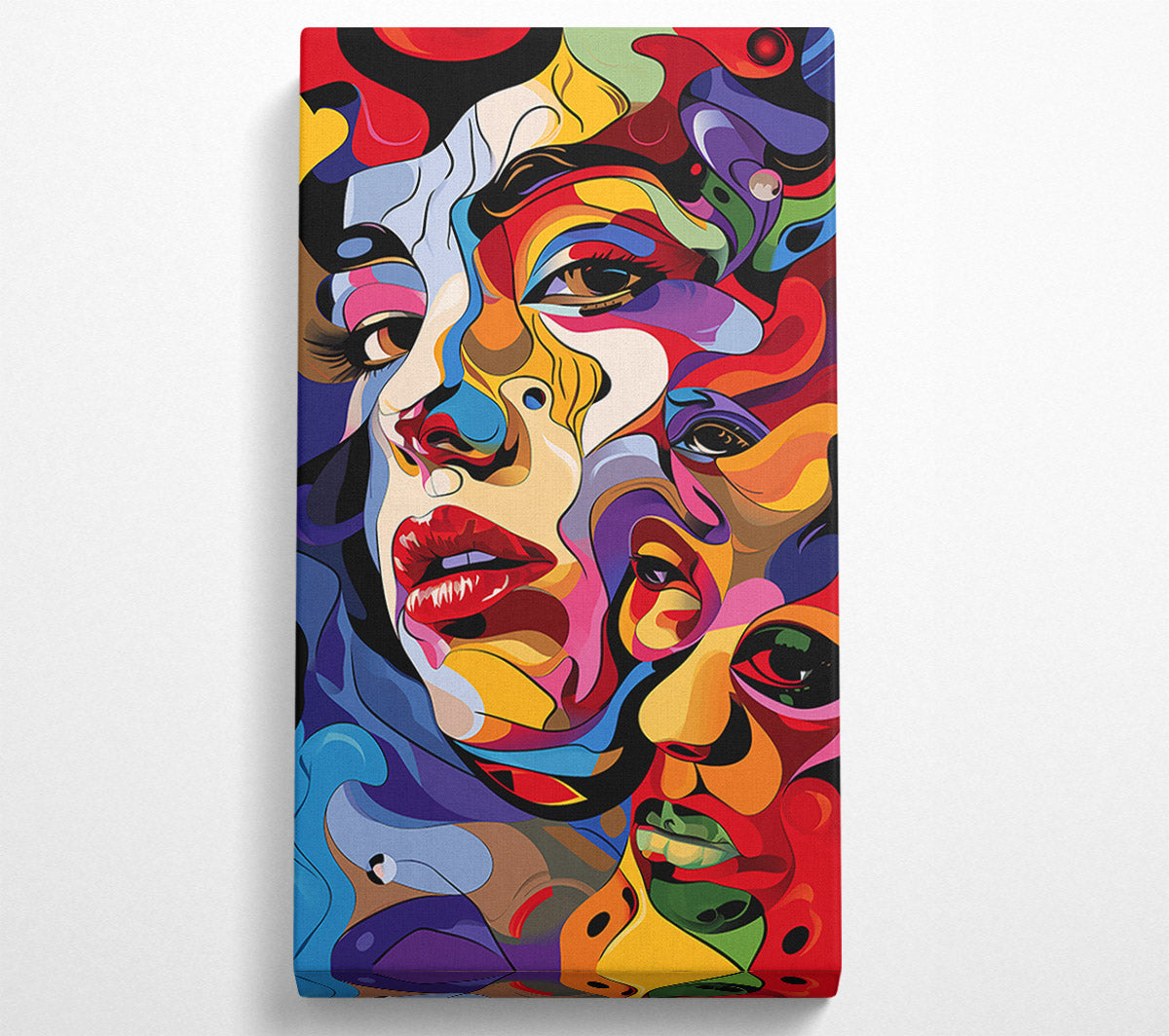 Red Abstract Faces Canvas Wall Art