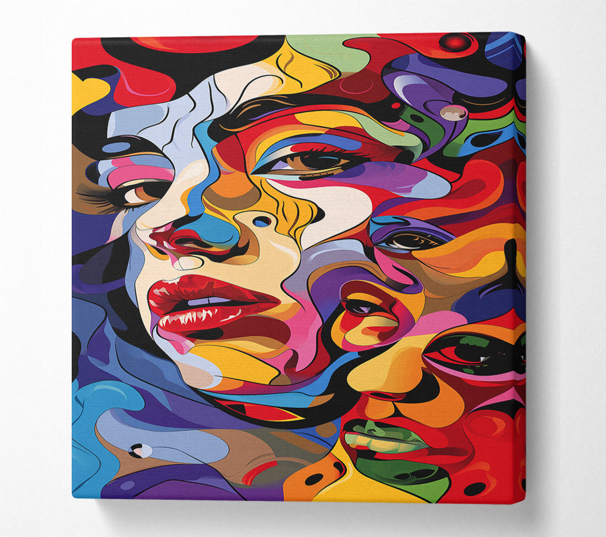 Red Abstract Faces Canvas Wall Art