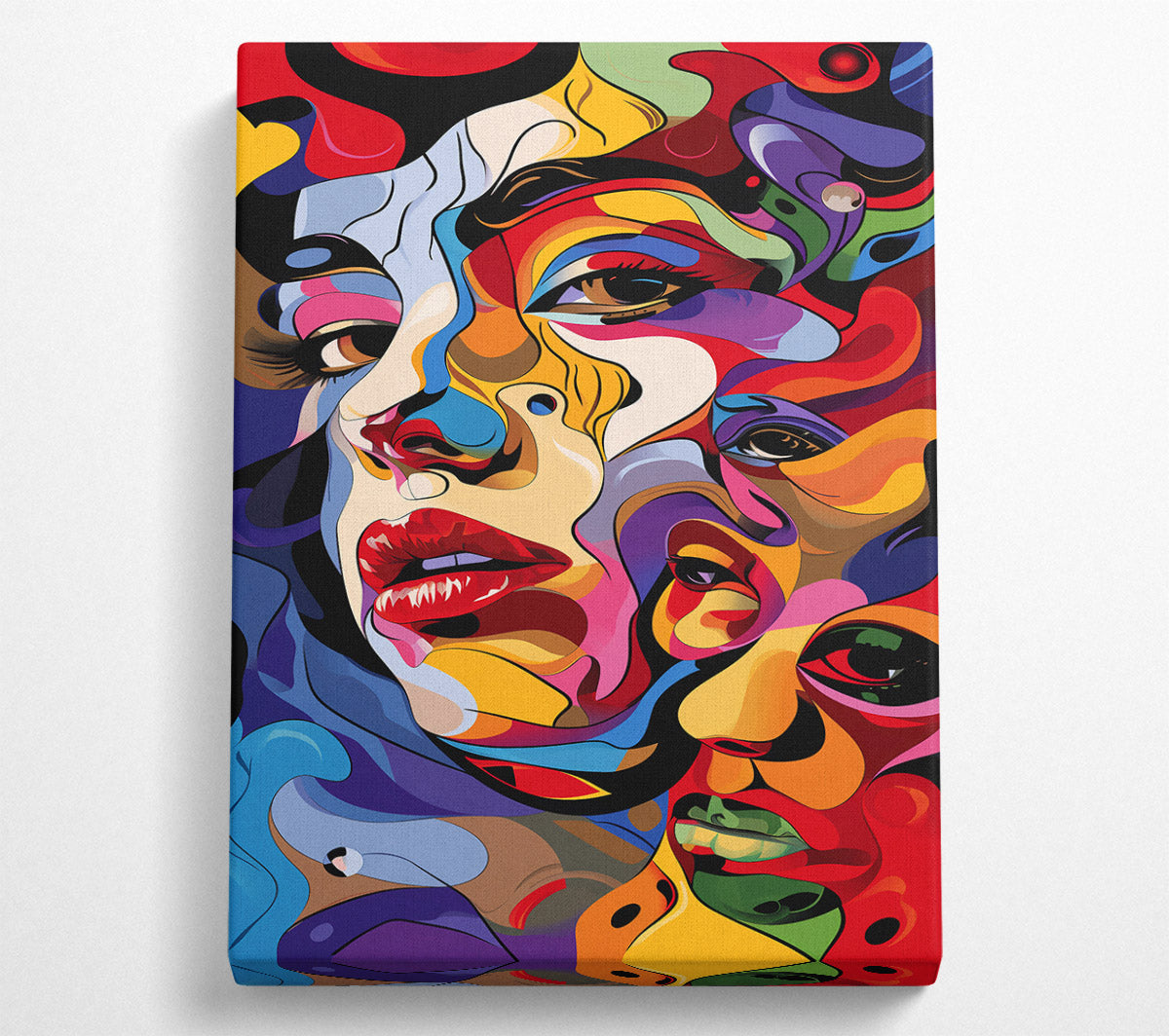 Red Abstract Faces Canvas Wall Art