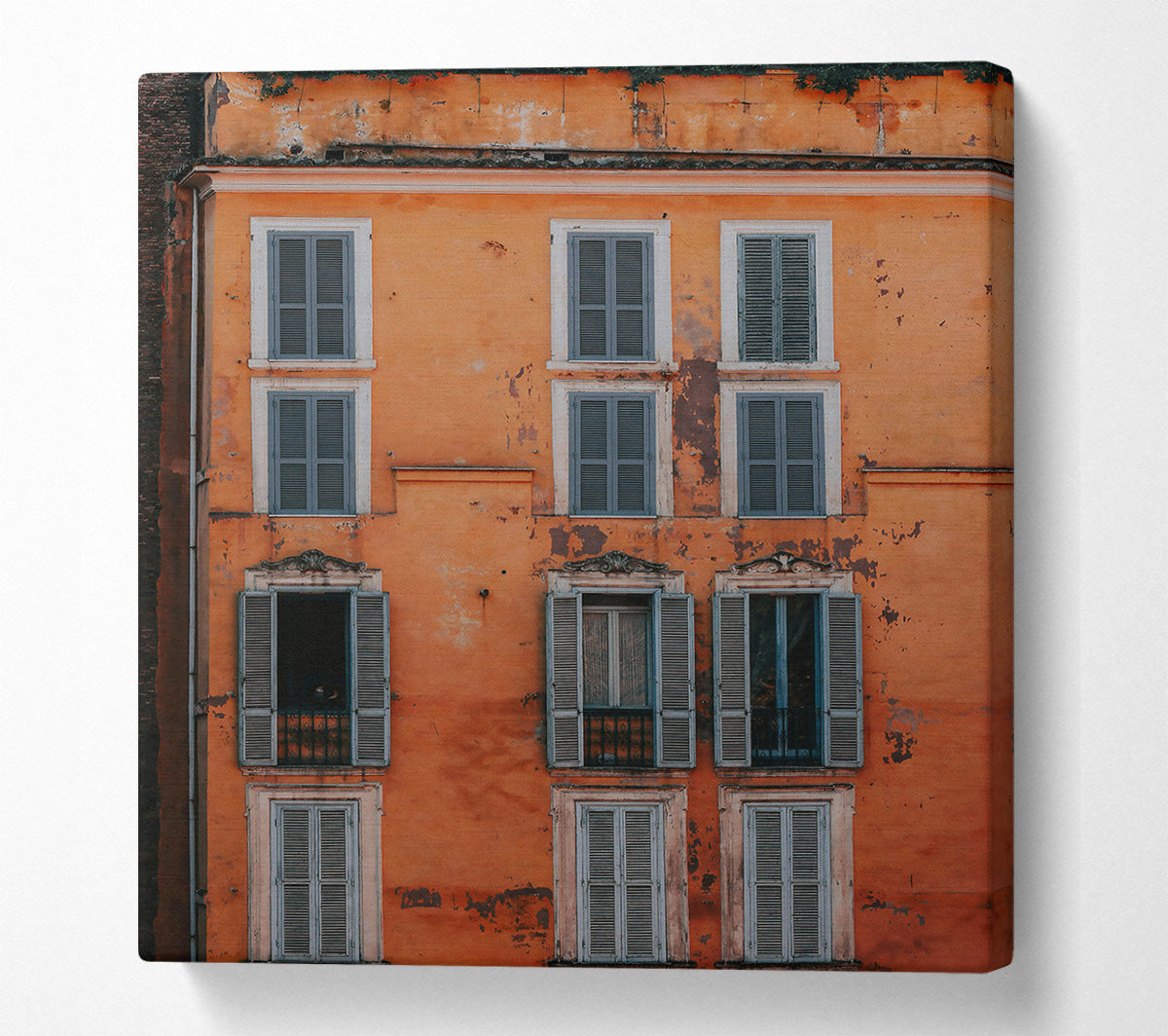 Rustic Orange Facade Canvas Wall Art