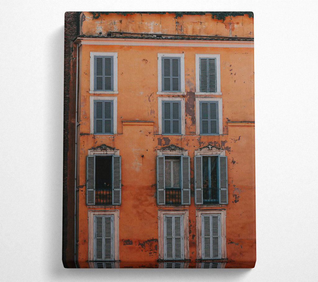 Rustic Orange Facade Canvas Wall Art