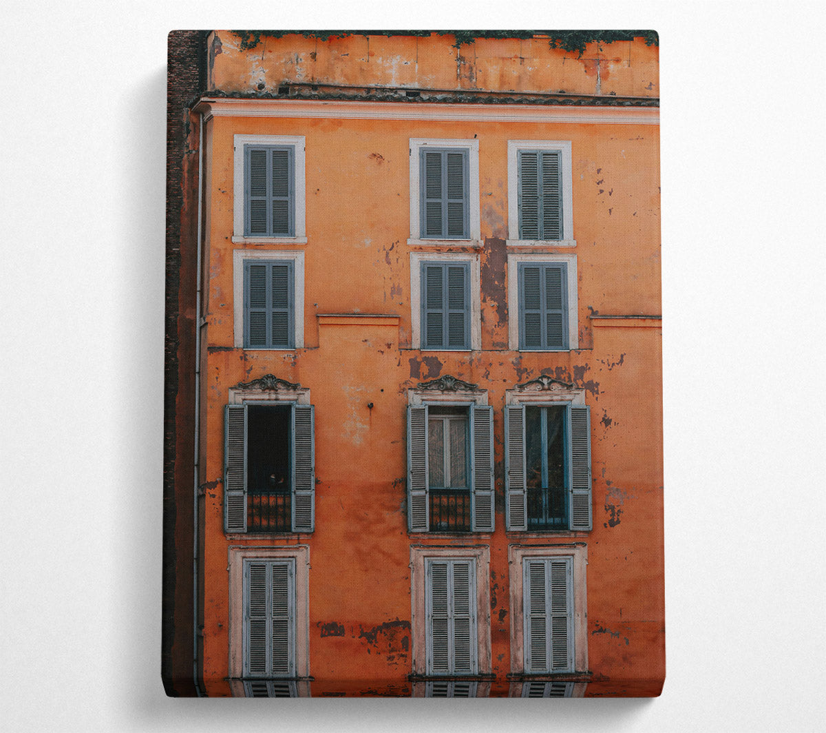 Rustic Orange Facade Canvas Wall Art