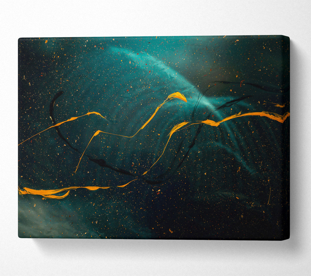Teal Cosmic Dance Canvas Wall Art