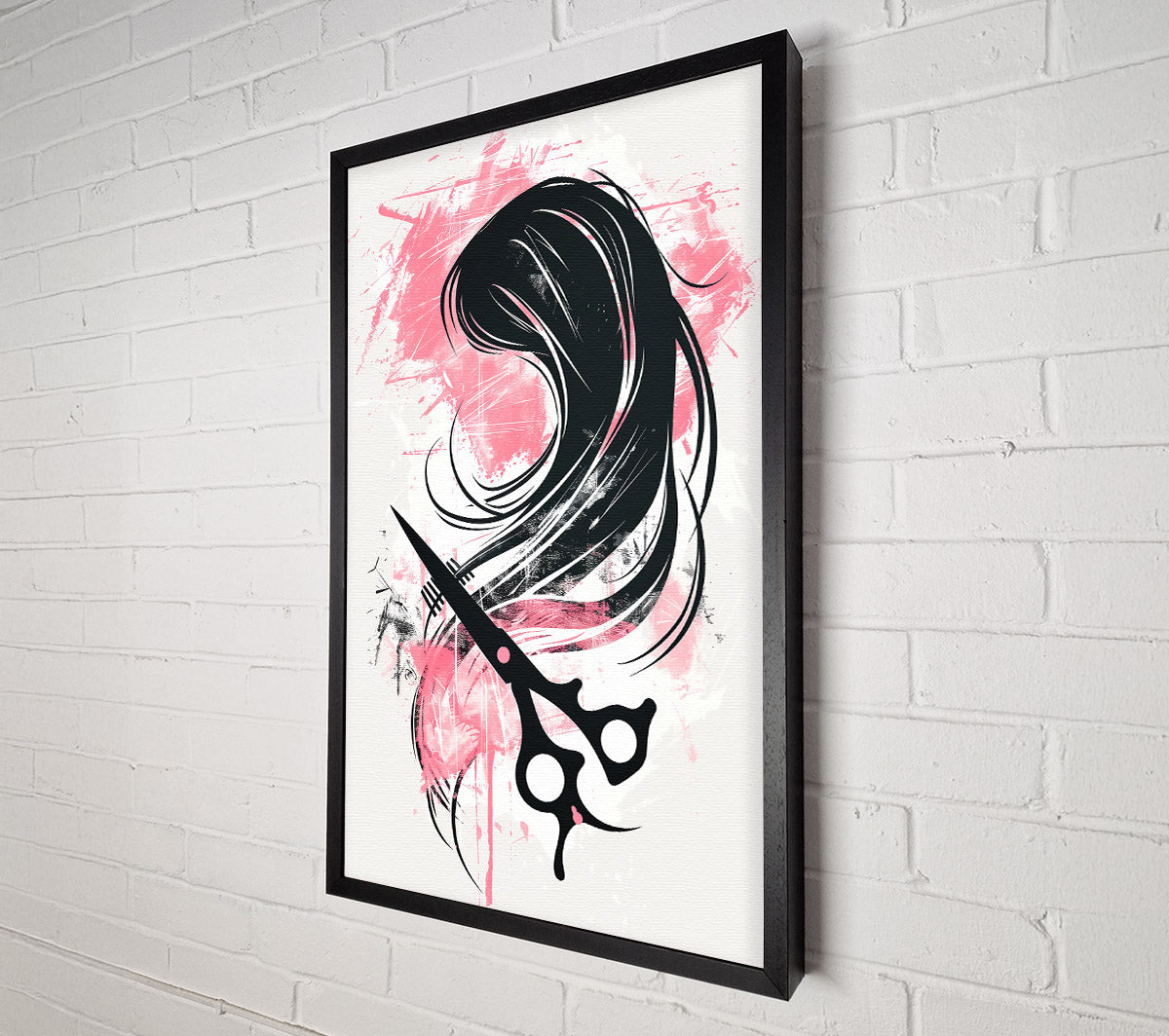 Pink Hair Scissors Canvas Wall Art