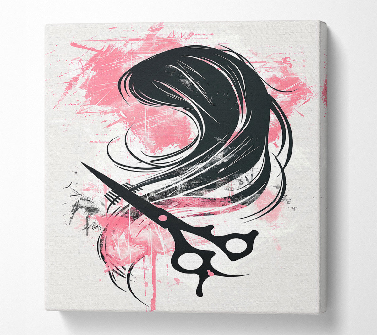 Pink Hair Scissors Canvas Wall Art