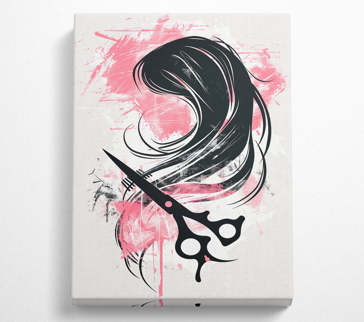 Pink Hair Scissors Canvas Wall Art