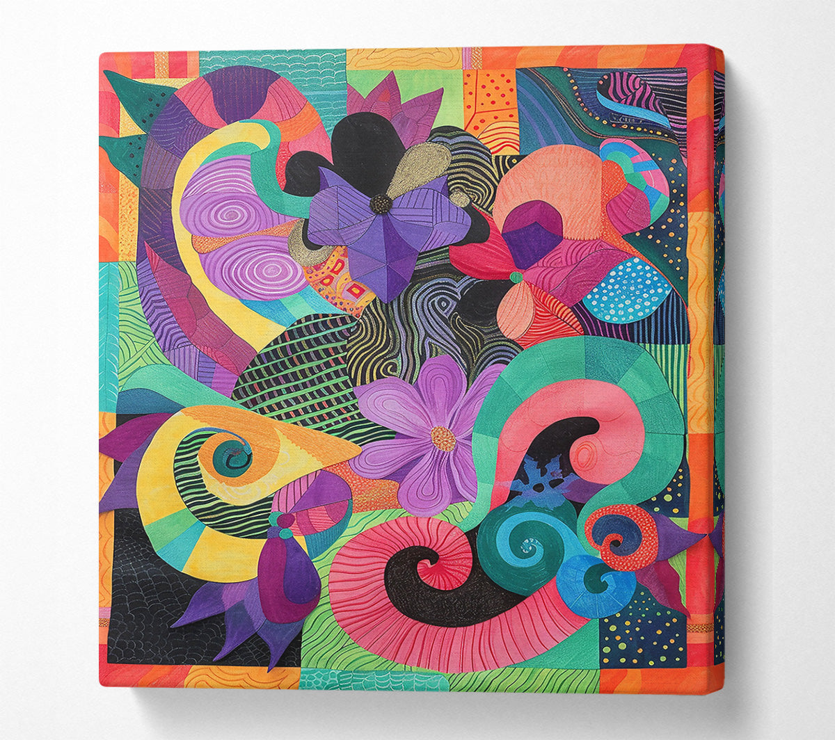 Pink Swirls And Blooms Canvas Wall Art