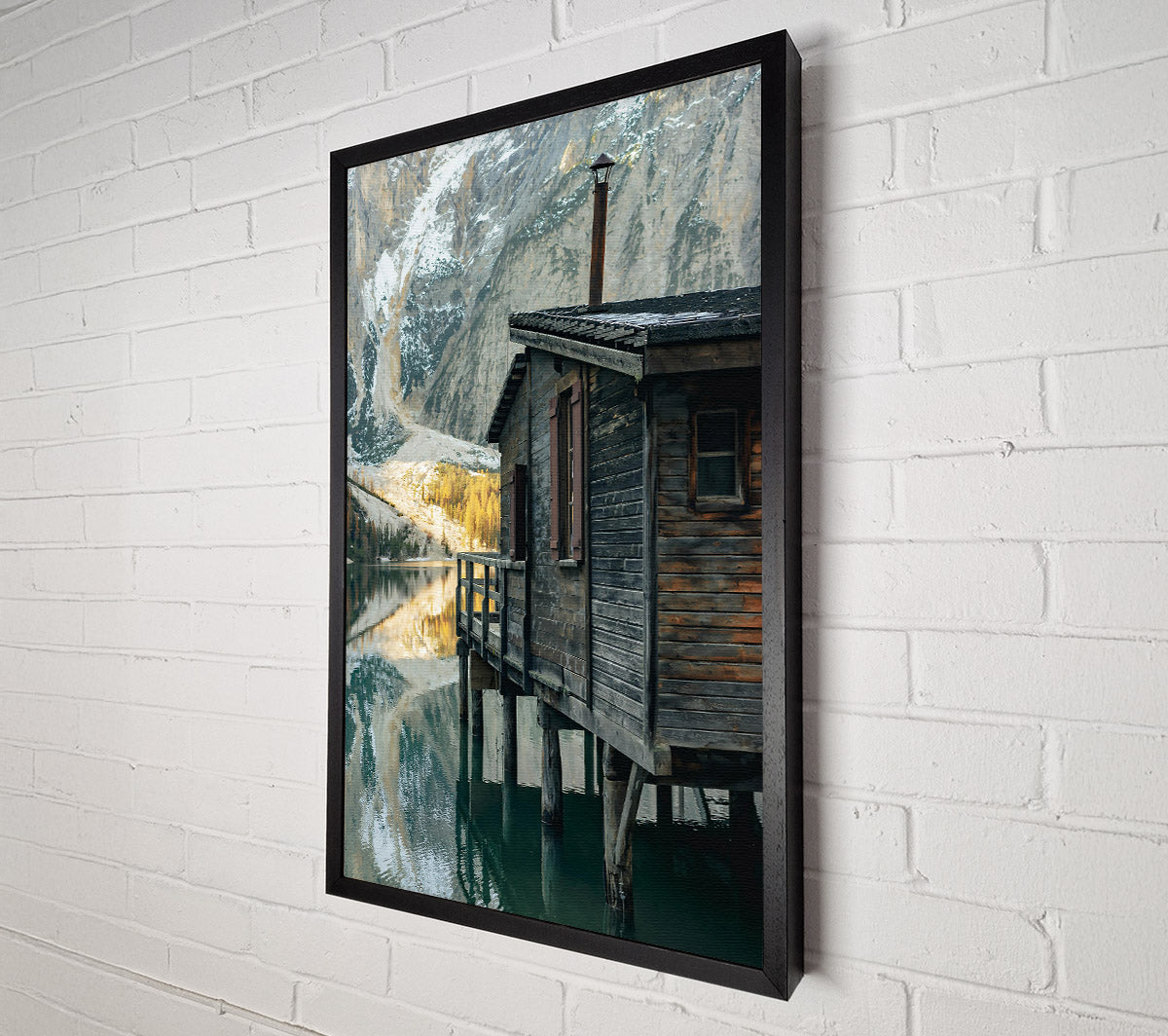 Rustic Blue Cabin Reflection Canvas Wall Art
