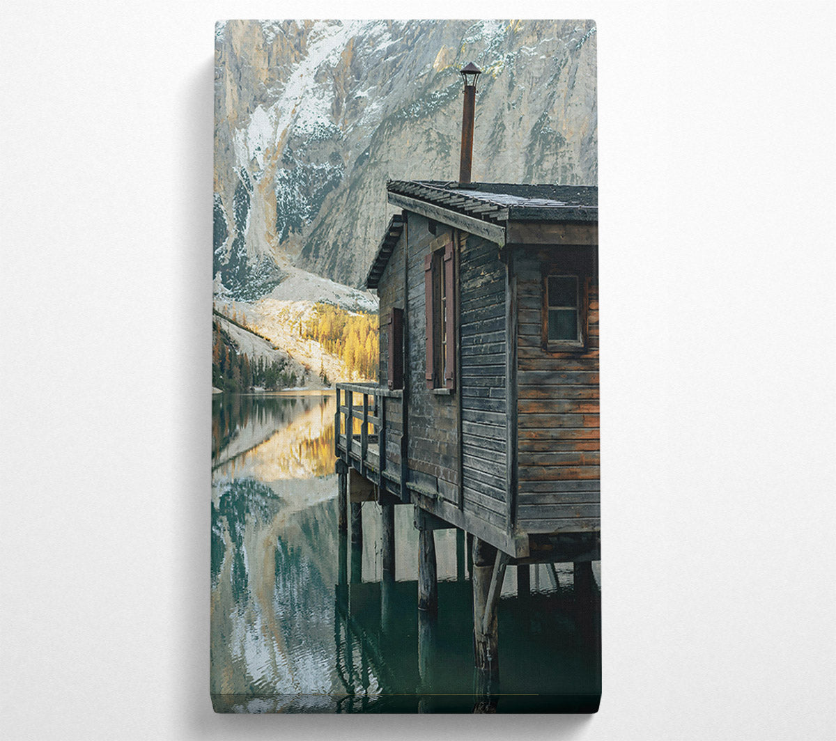 Rustic Blue Cabin Reflection Canvas Wall Art