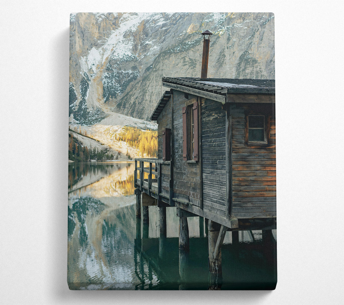 Rustic Blue Cabin Reflection Canvas Wall Art