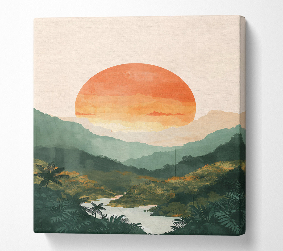 Sunset Over Green Hills Canvas Wall Art