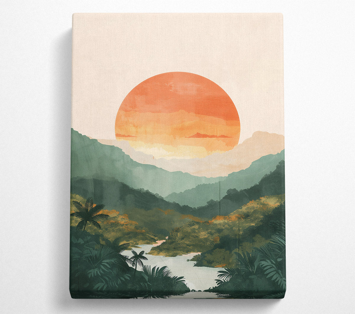 Sunset Over Green Hills Canvas Wall Art