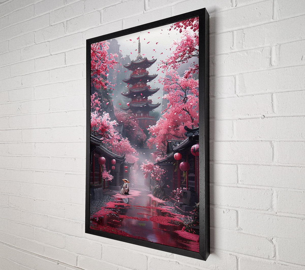 Pink Pagoda Dreamscape Canvas Wall Art