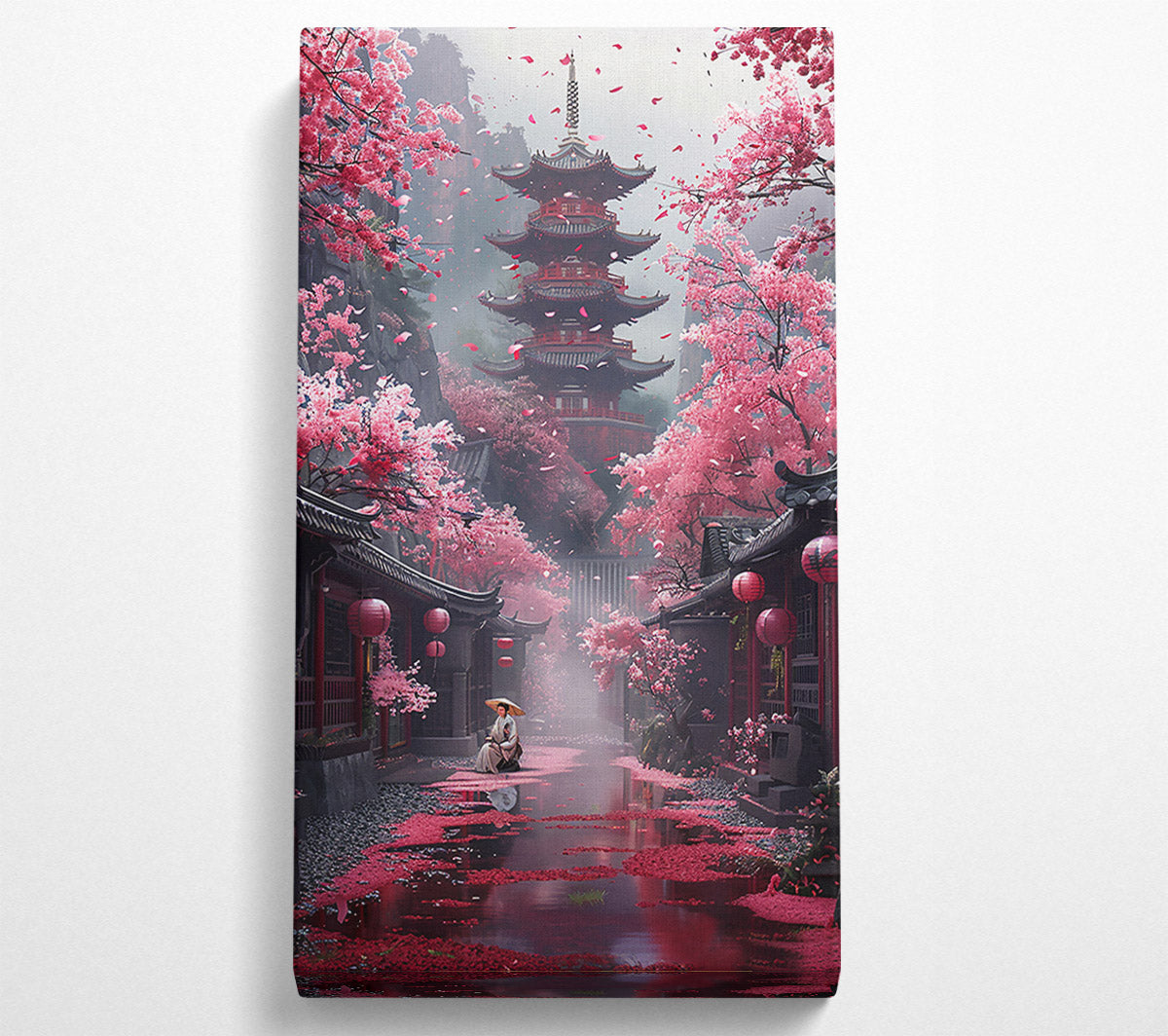 Pink Pagoda Dreamscape Canvas Wall Art