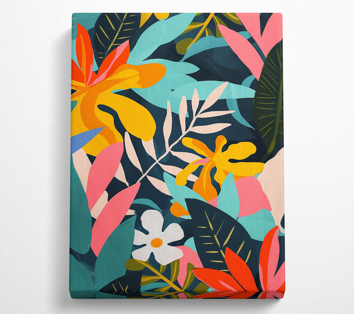 Teal Tropical Bloom Canvas Wall Art