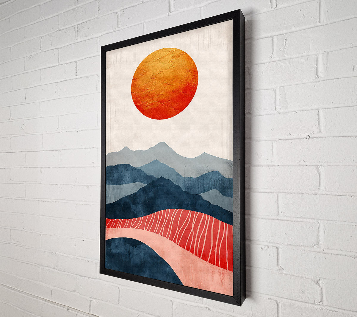 Red Sun Mountainscape Canvas Wall Art