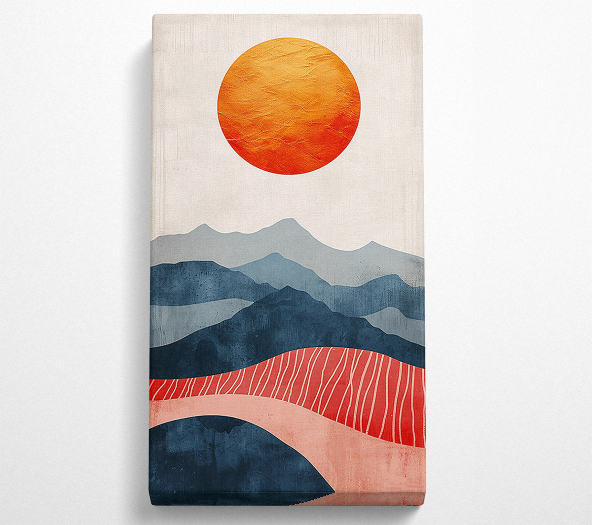 Red Sun Mountainscape Canvas Wall Art