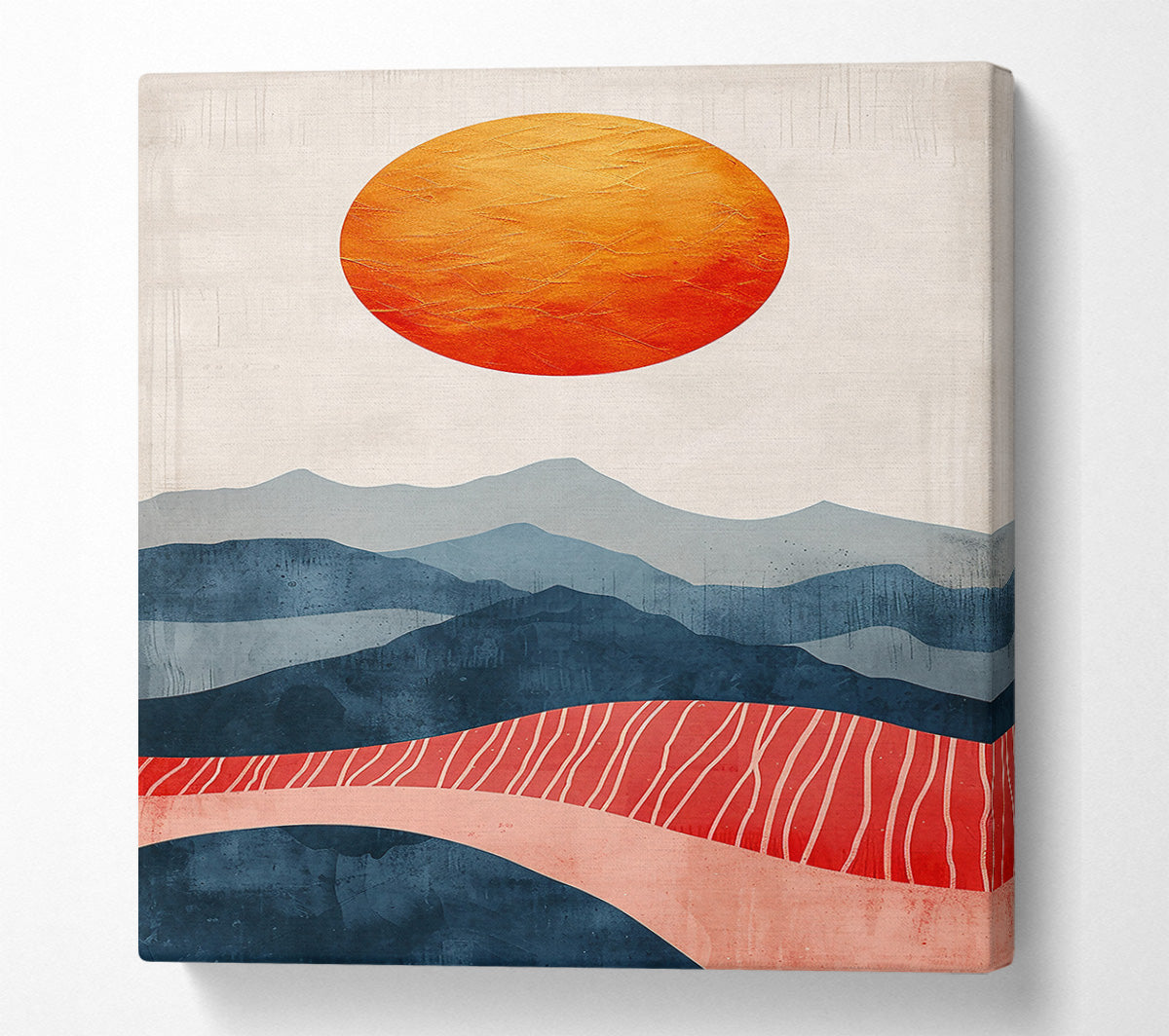 Red Sun Mountainscape Canvas Wall Art