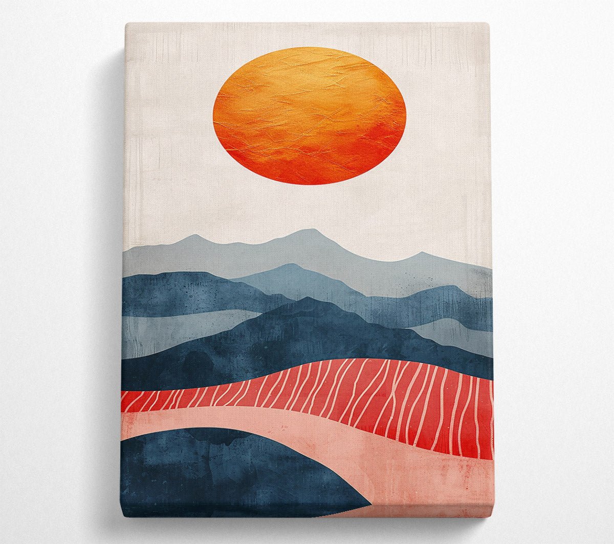 Red Sun Mountainscape Canvas Wall Art