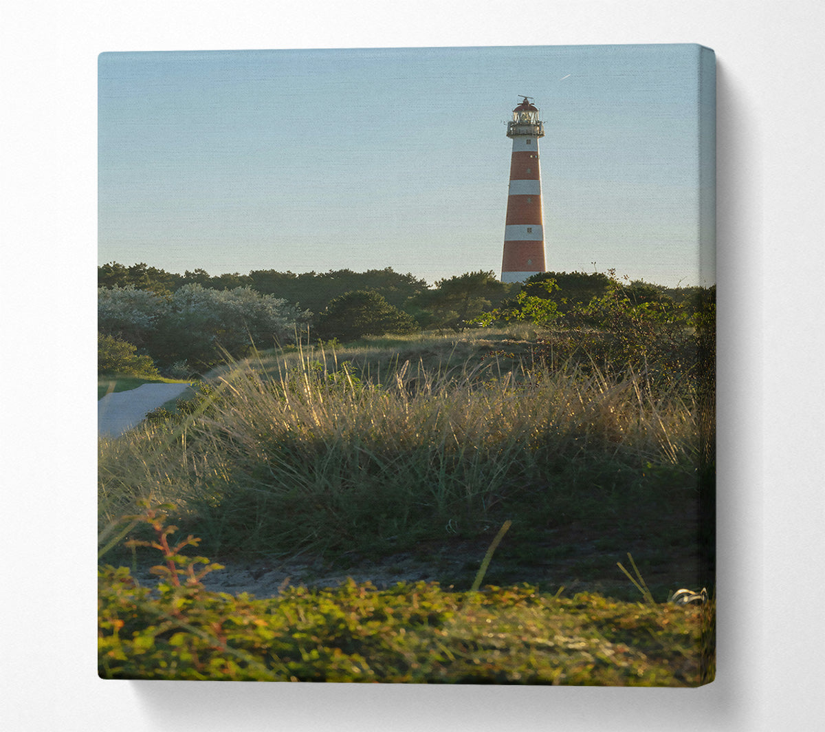 Red And White Beacon Canvas Wall Art