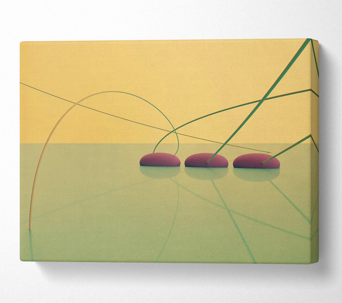 Yellow And Maroon Intersections Canvas Wall Art