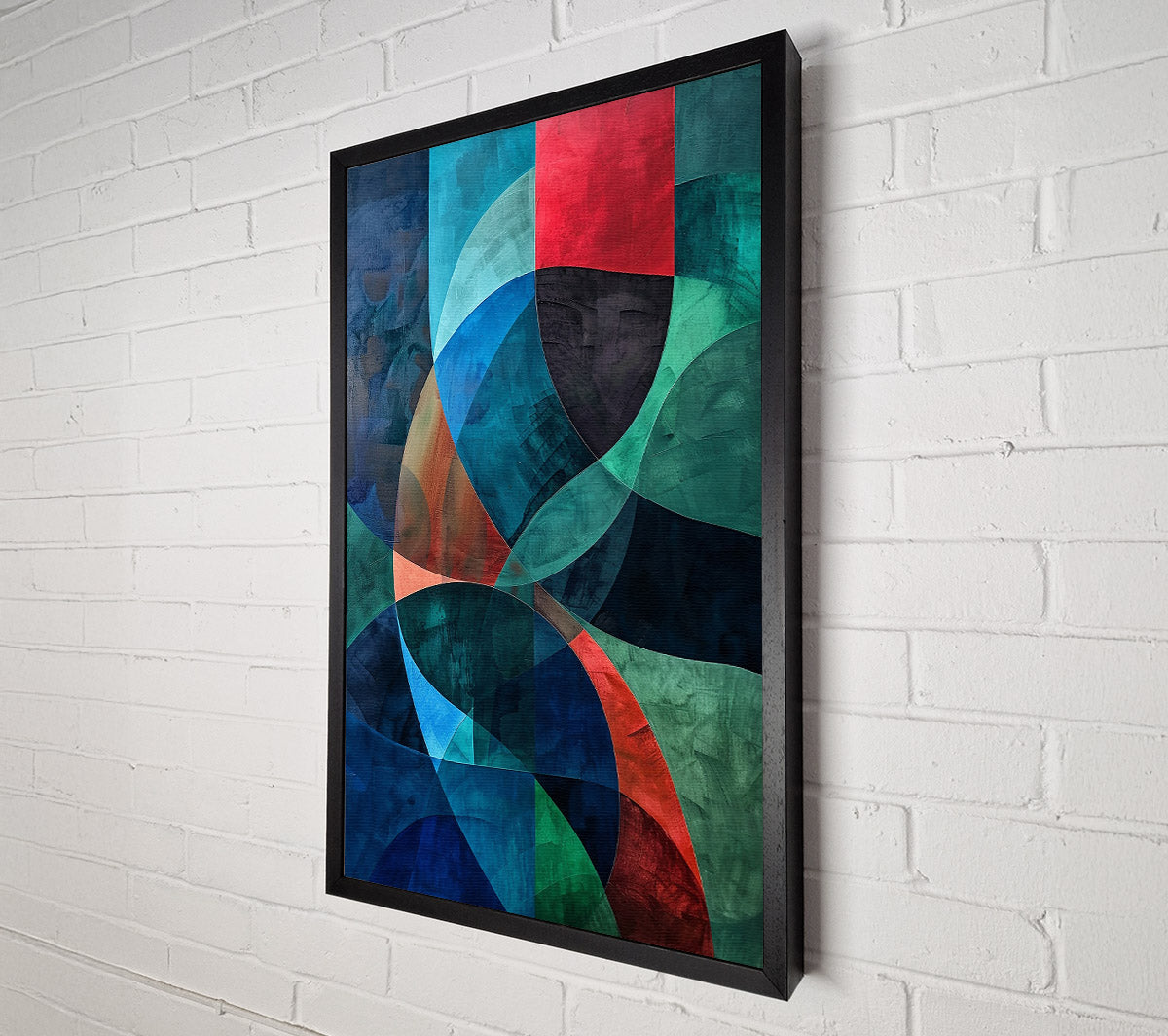 Teal Curved Abstractions Canvas Wall Art