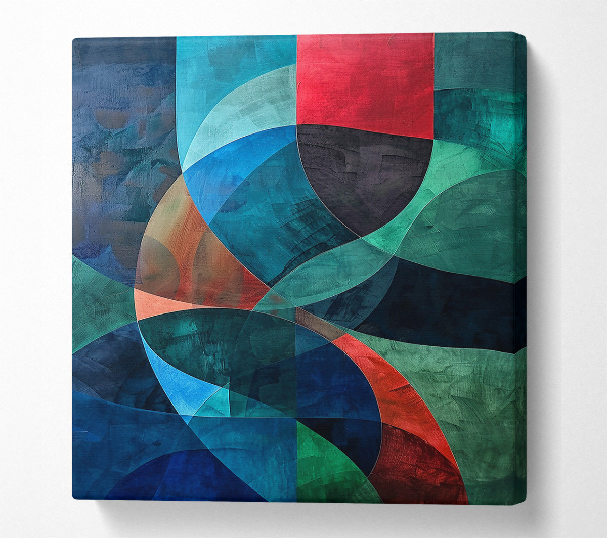 Teal Curved Abstractions Canvas Wall Art
