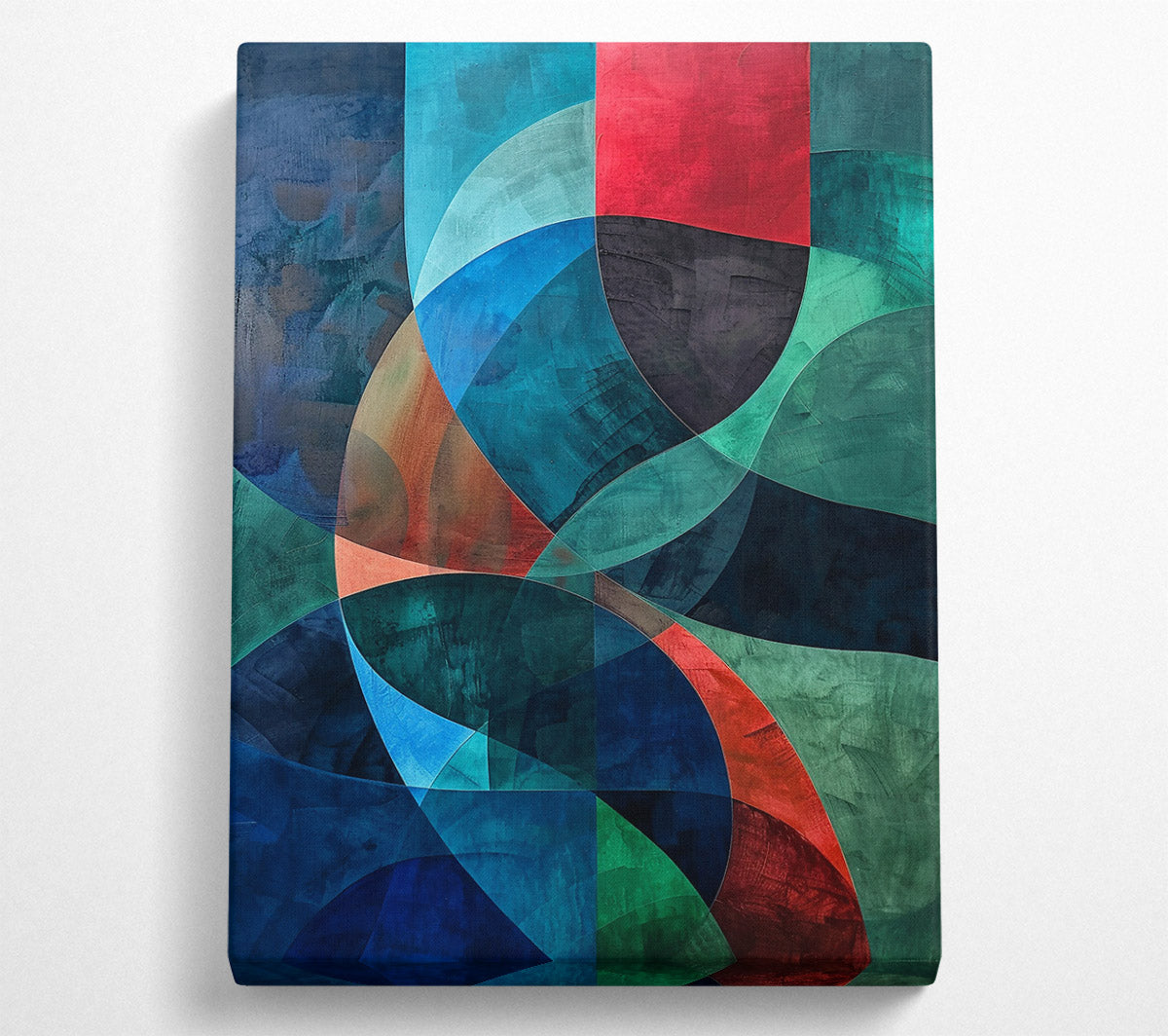 Teal Curved Abstractions Canvas Wall Art