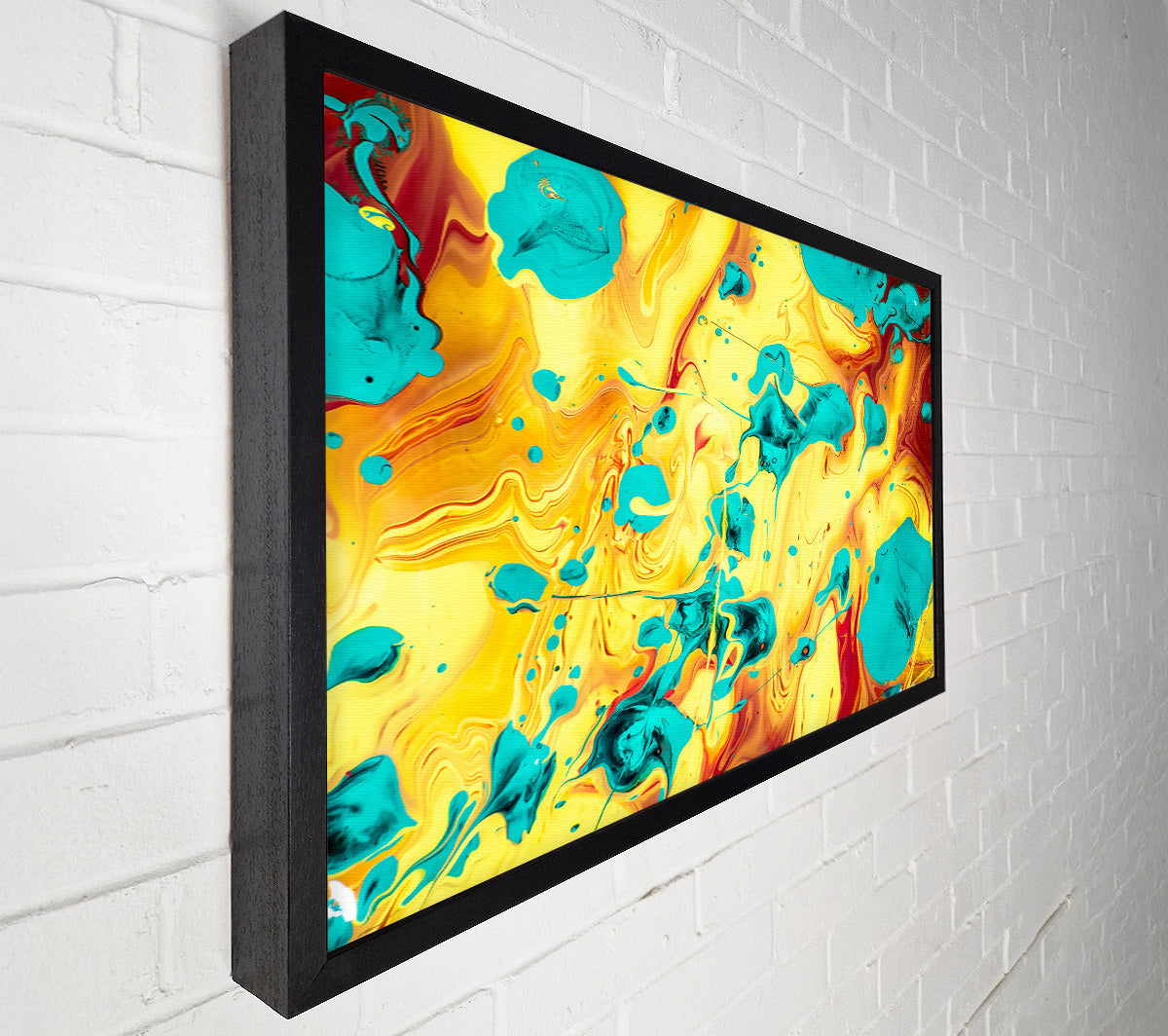 Yellow And Aqua Swirls Canvas Wall Art