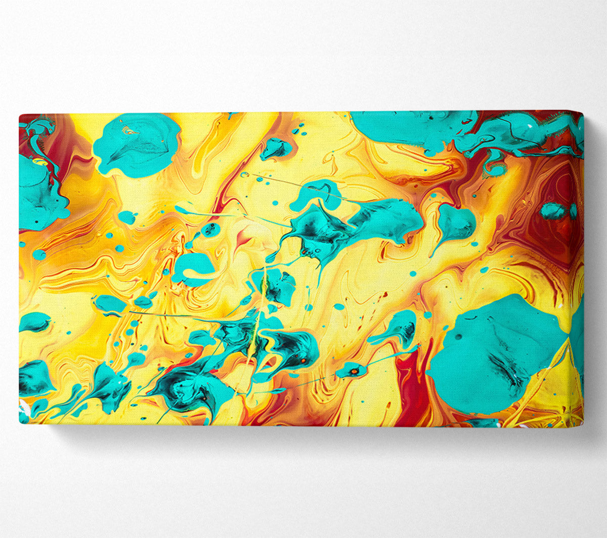 Yellow And Aqua Swirls Canvas Wall Art