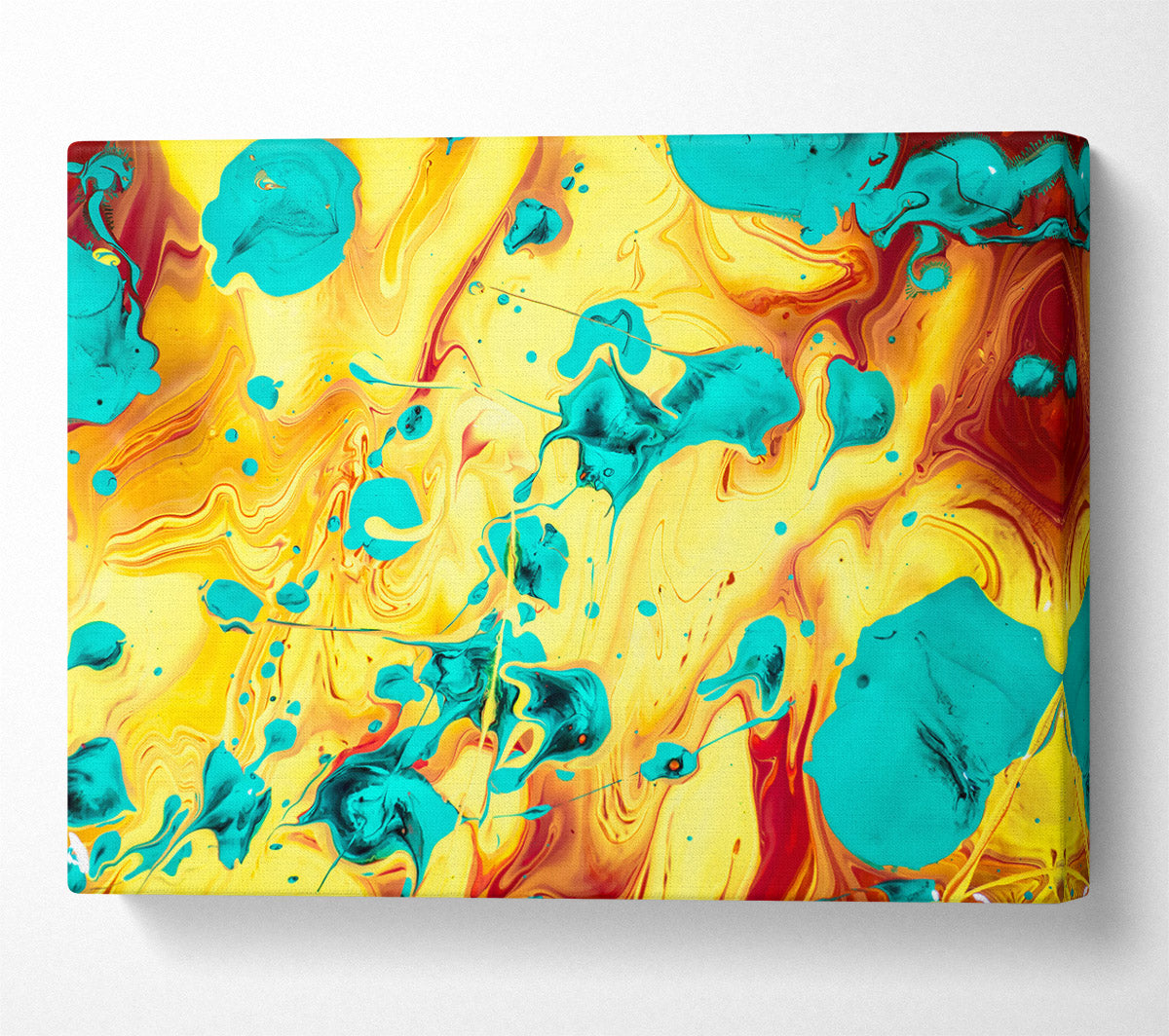 Yellow And Aqua Swirls Canvas Wall Art