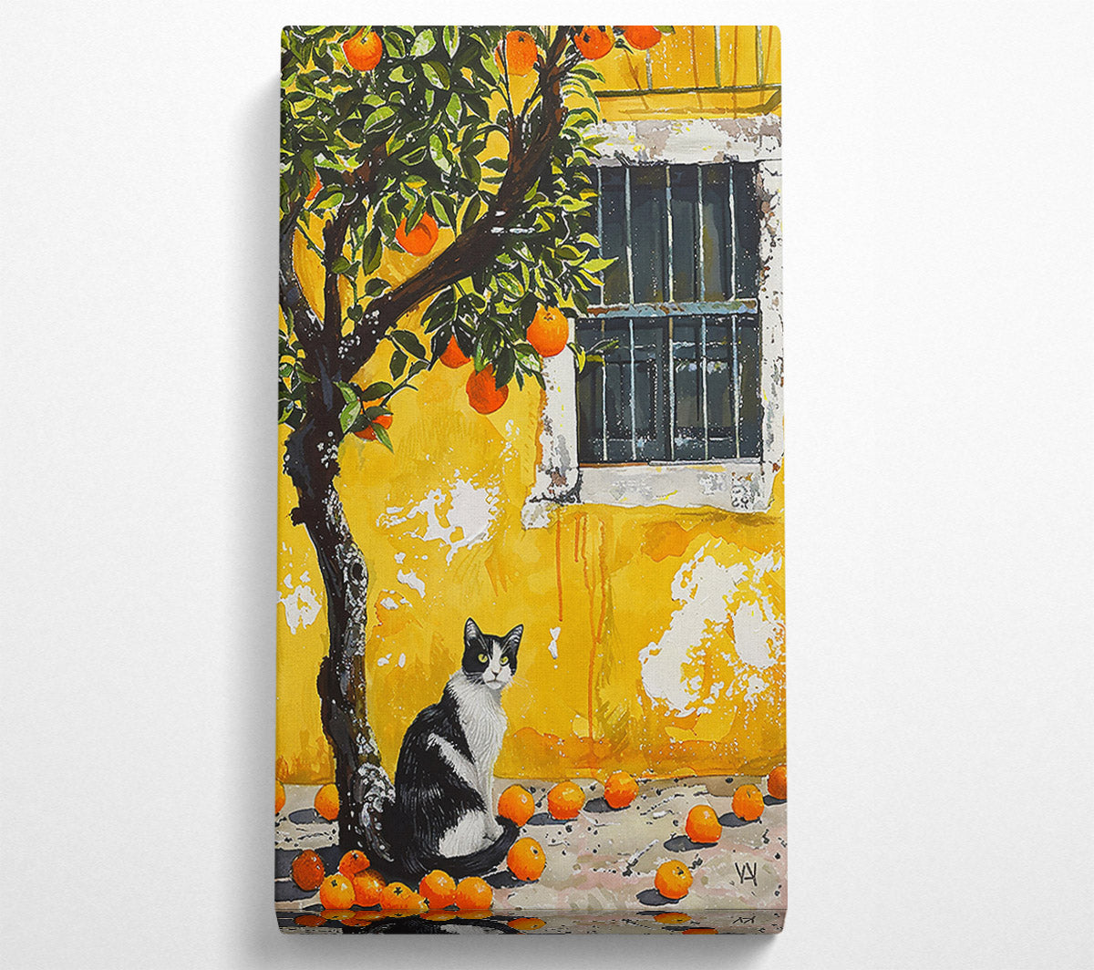 Golden Cat And Oranges Canvas Print