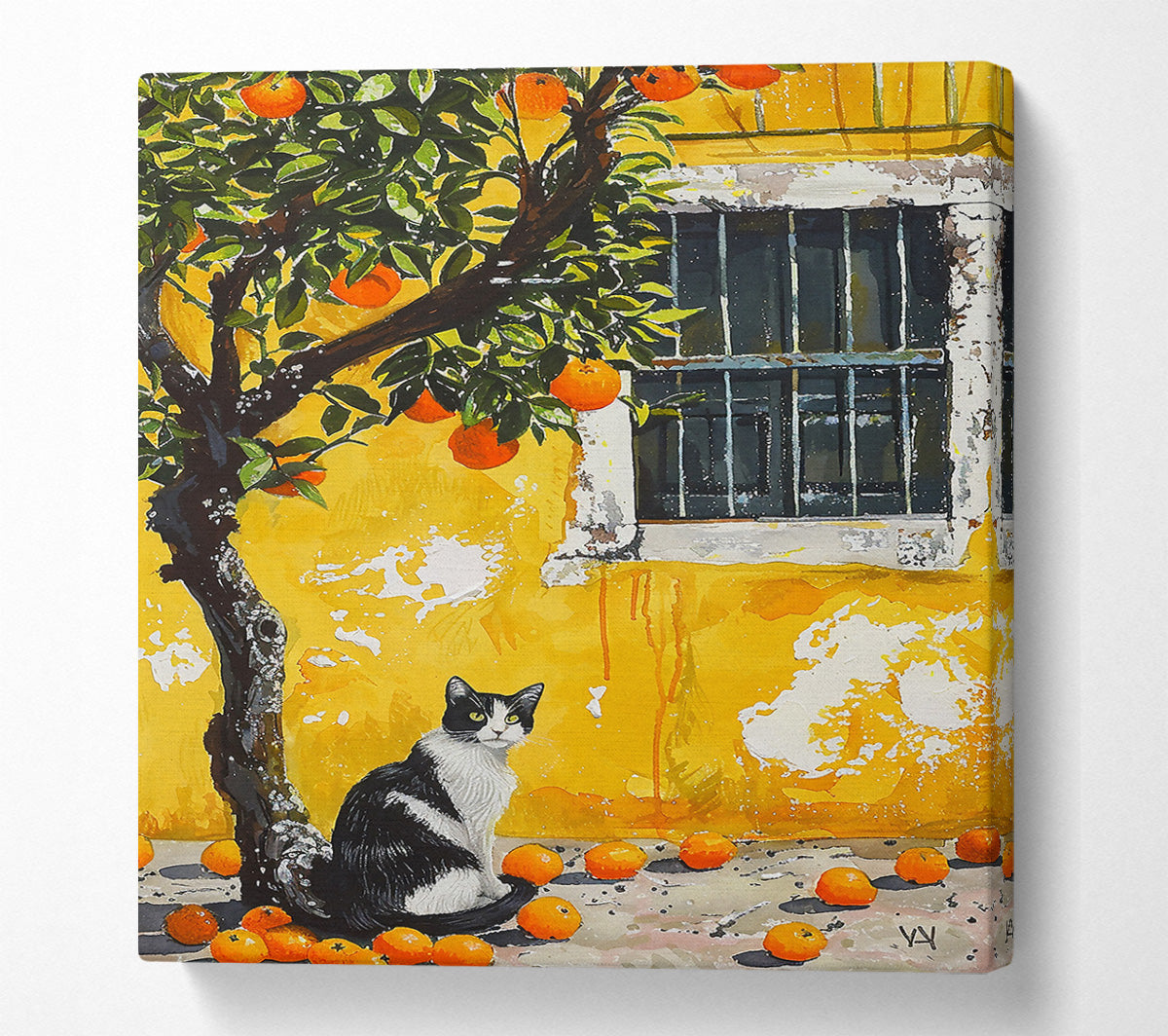 Golden Cat And Oranges Canvas Print